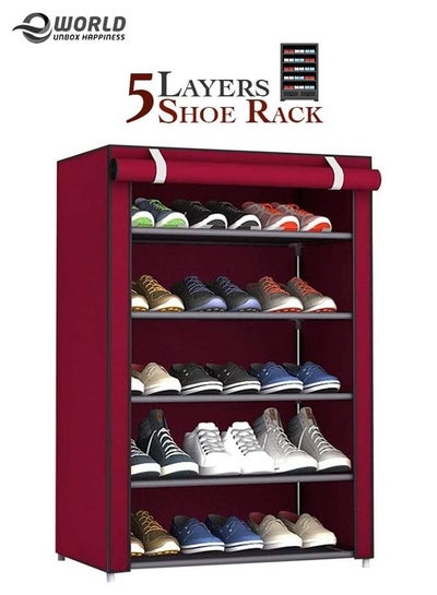 5-Layer Stylish Shoe Organizer Rack for Entryway Hallway Storage Furniture with 5 Open Shelves