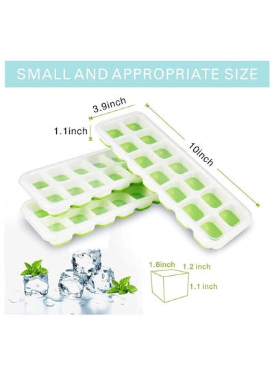 Pack of 2 Silicone Ice Cube Trays with Protective Removable Lid BPA Free Flexible unbreakable Durable Ice Tray with Cover for Freezer