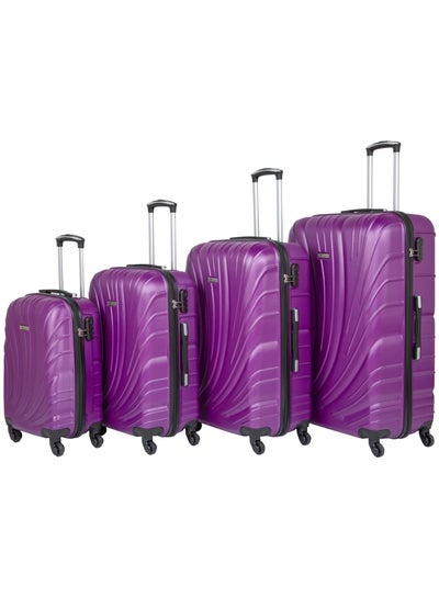 Hard Shell Travel Bags Trolley Luggage Set of 4 Piece Suitcase for Unisex ABS Lightweight with 4 Spinner Wheels KH115 Purple