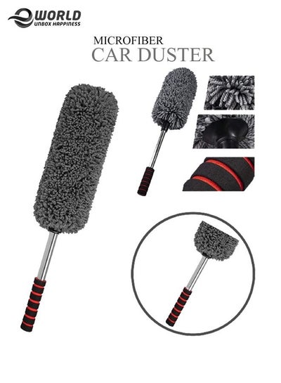 Microfiber Duster brush for Cleaning Dust on Cars Interior and Exterior, Super soft Fabric Towel Cloth with Extendable Pole
