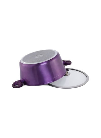 EDENBERG 15-piece Metallic Purple Forged Cookware Set| Stove Top Cooking Pot| Cast Iron Deep Pot| Butter Pot| Chamber Pot with Lid| Deep Frypan