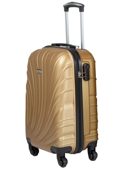 Hard Case Travel Bag Luggage Trolley for Unisex ABS Lightweight Suitcase with 4 Spinner Wheels KH115 Gold