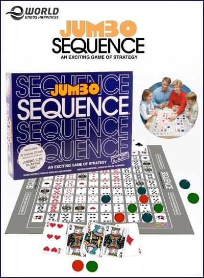Jumbo Sequence Strategy Board Game Cushioned Mat For Adults/Kids