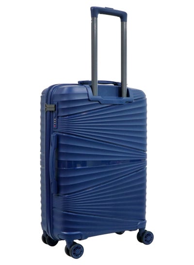 Hard Case Luggage Trolley For Unisex PP Lightweight 4 Double Wheeled Suitcase With Built In TSA Type Lock KH1005 Navy Blue