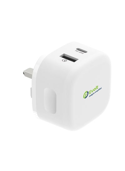 TC-200 30W PD Travel Charger Dual TYPE-C & USB with C to Lightning Cable WHITE