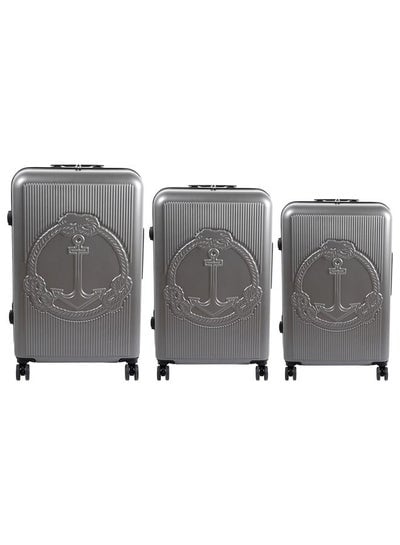 Biggdesign 3 Piece Ocean Design Carry On Luggage Set Gray
