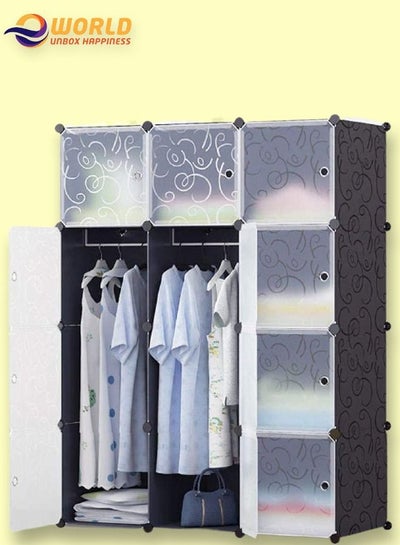 Adjustable 12 Cube Storage Organizer Wardrobe Portable Closet for Clothes and Shoe Rack