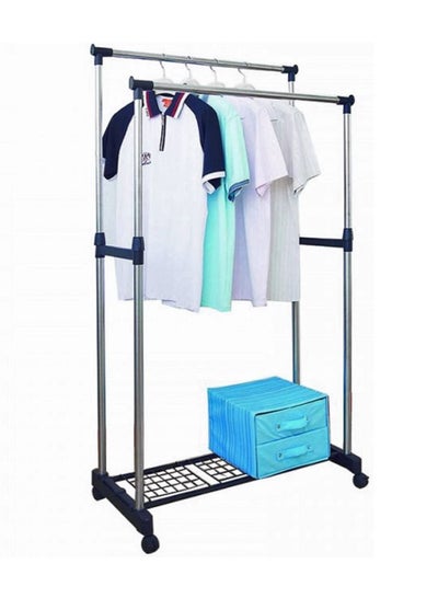 Double pole clothes hanger rack