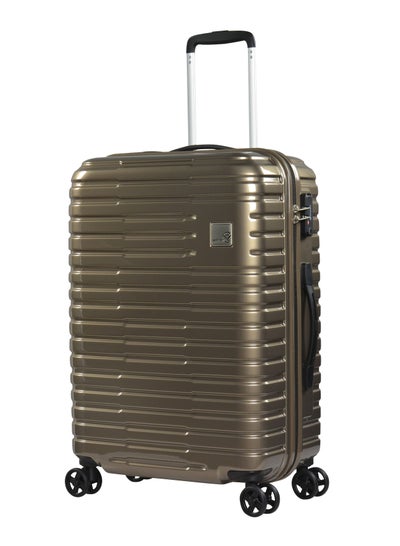 Wheeled Unisex Hard Shell Luggage Trolley Makrolon Lightweight 4 Quiet Double spinner Wheel Suitcase with TSA lock KH53M Coffee