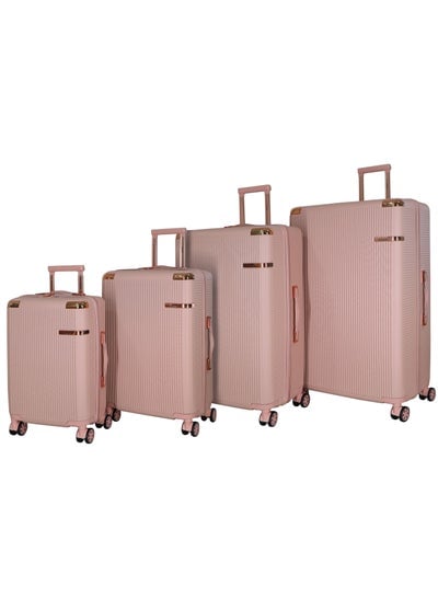 Hard Case Trolley Luggage Set For Unisex ABS Lightweight 4 Double Wheeled Suitcase With Built In TSA Type lock A5123 Set Of 4 Milk Pink
