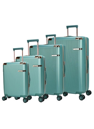 Hard Case Trolley Luggage Set For Unisex ABS Lightweight 4 Double Wheeled Suitcase With Built In TSA Type lock A5123 Set Of 4 Light Green