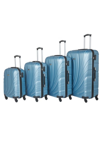 Hard Shell Travel Bags Trolley Luggage Set of 4 Piece Suitcase for Unisex ABS Lightweight with 4 Spinner Wheels KH115 Light Blue