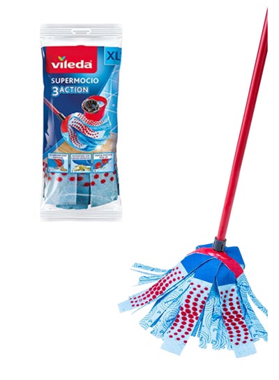 3 Action Cleaning Mop With one extra Supermocio Floor Mop Refill