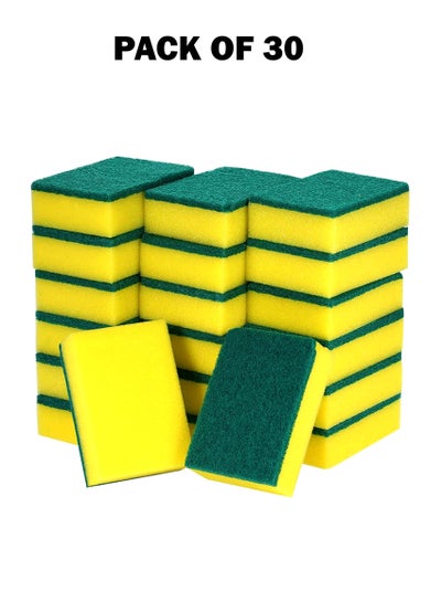 Pack of 30 Heavy Duty Scrub Sponge Dual Sided Dishwashing & Cleaning Sponge for Kitchen