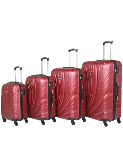Senator Hard Shell Travel Bags Trolley Luggage Set of 4 Piece Suitcase for Unisex ABS Lightweight with 4 Spinner Wheels KH115 Burgundy