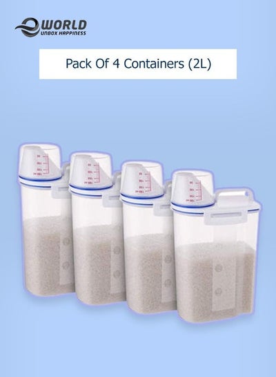 Pack of 4 Food Storage Container with Air Tight Lid and Measuring Cup