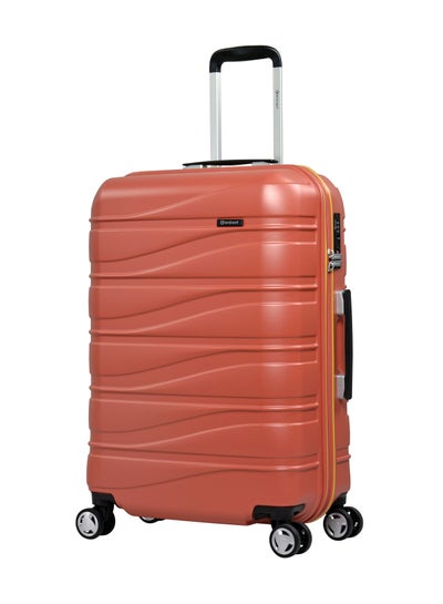 Makrolon Polycarbonate Lightweight Glamorous Hard Case Luggage Trolley 4 Quiet Double Spinner Wheels Suitcase with TSA Approved Lock KJ95 Brick Red