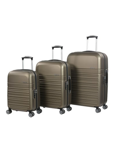 Hard Case Trolley Luggage Set of 3 Makrolon Polycarbonate Super Lightweight Anti Scratch Suitcases 4 Quiet Double Wheels TSA Lock KF91 Coffee Coffee