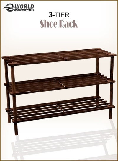 3-Tier Stylish Wooden Shoe Organizer Rack Bench for Entryway Hallway Storage Furniture with 3 Open Shelves