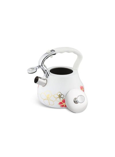 EDENBERG 3.0L Whistling Kettle | Stainless Steel Whistling Tea Hot Water Kettle with Cool Handle | Pack of 1 Kettles | 3.0-Litre Multicolor (White)