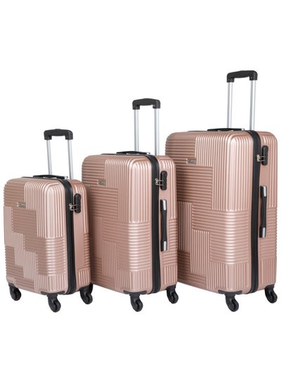 Hard Shell Travel Bags Trolley Luggage Set of 3 Piece Suitcase for Unisex ABS Lightweight with 4 Spinner Wheels KH110 Rose Gold