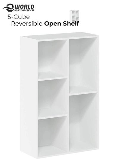 5 Cube Reversible Open Shelf Free Standing Book Case Storage Rack for Home and Office Use