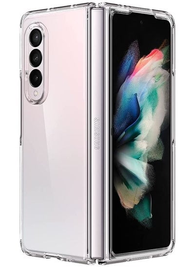 Galaxy Z Fold 3 Crystal Clear Case with Protective Edges and Ultra Hybrid Non-Slip Anti-Yellowing Transparent Hard Thin Cover