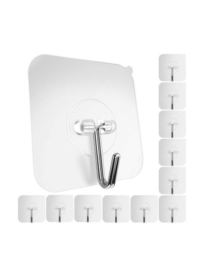12-Piece Stainless Steel Self-Adhesive Wall Hook