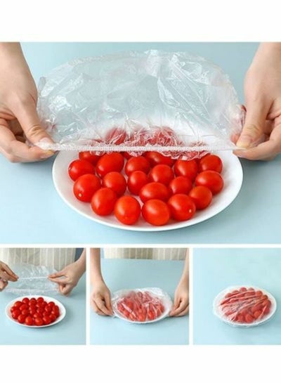 100 Piece Reusable Elastic Food Bowl Storage Cover Clear