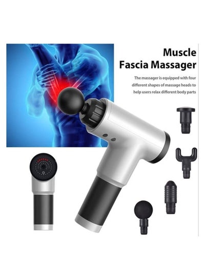 Electric Muscle Massage Gun Hand Held Deep Tissue Body Massager with 4 Heads Adjustable Pressure