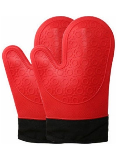 Double Layer Thick Inner Cotton Silicone Gloves Red/Black