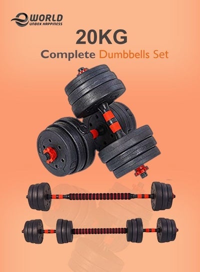 20kg Adjustable Weightlifting Dumbbells Set with Non-Slip Rod and Barbells for Home Gym Exercise