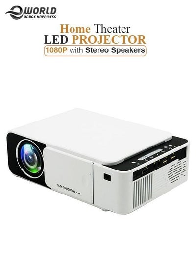 New T5 LED Projector Smart 1080P HD Home Theatre with Stereo Speakers 100 ANSI WiFi USB HDMI SD Card Headphone audio Jack 3.5mm and Mobile Phone Mirroring