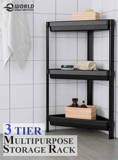 Multifunction 3 Tier Mesh Organizer With Storage Shelves And Wheels Casters For Home Kitchen And Office