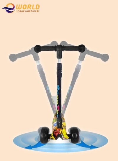Foldable 3-Wheel Kick Scooter with 3 Turning PU LED Wheels and Adjustable Height for Kids