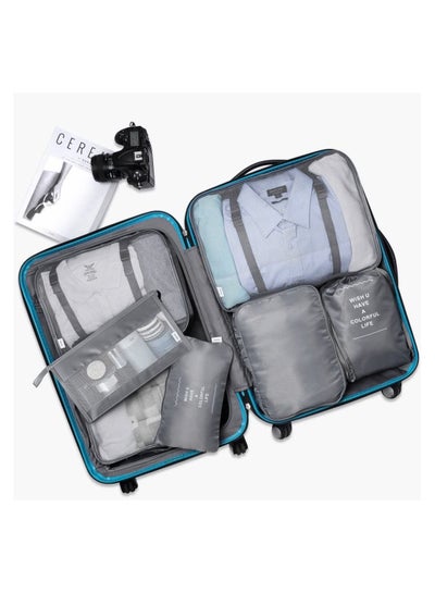 7 Piece Travel Luggage Packing Organizers Set with Toiletry Bag