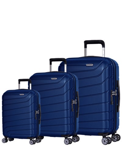 Voyager Hard Side Travel Bags Trolley Luggage Set of 3 Makrolon Lightweight with 4 Quiet Double Spinner Wheels Suitcase with TSA Lock KH91 Star Blue