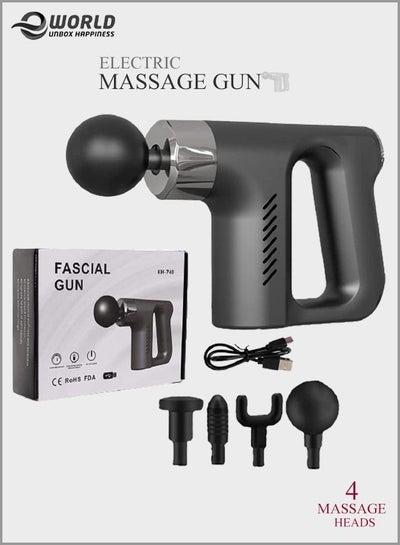 Electric Muscle Massage Gun Hand Held Deep Tissue Body Massager With 4 Massaging Heads And 5 Adjustable Pressure Modes