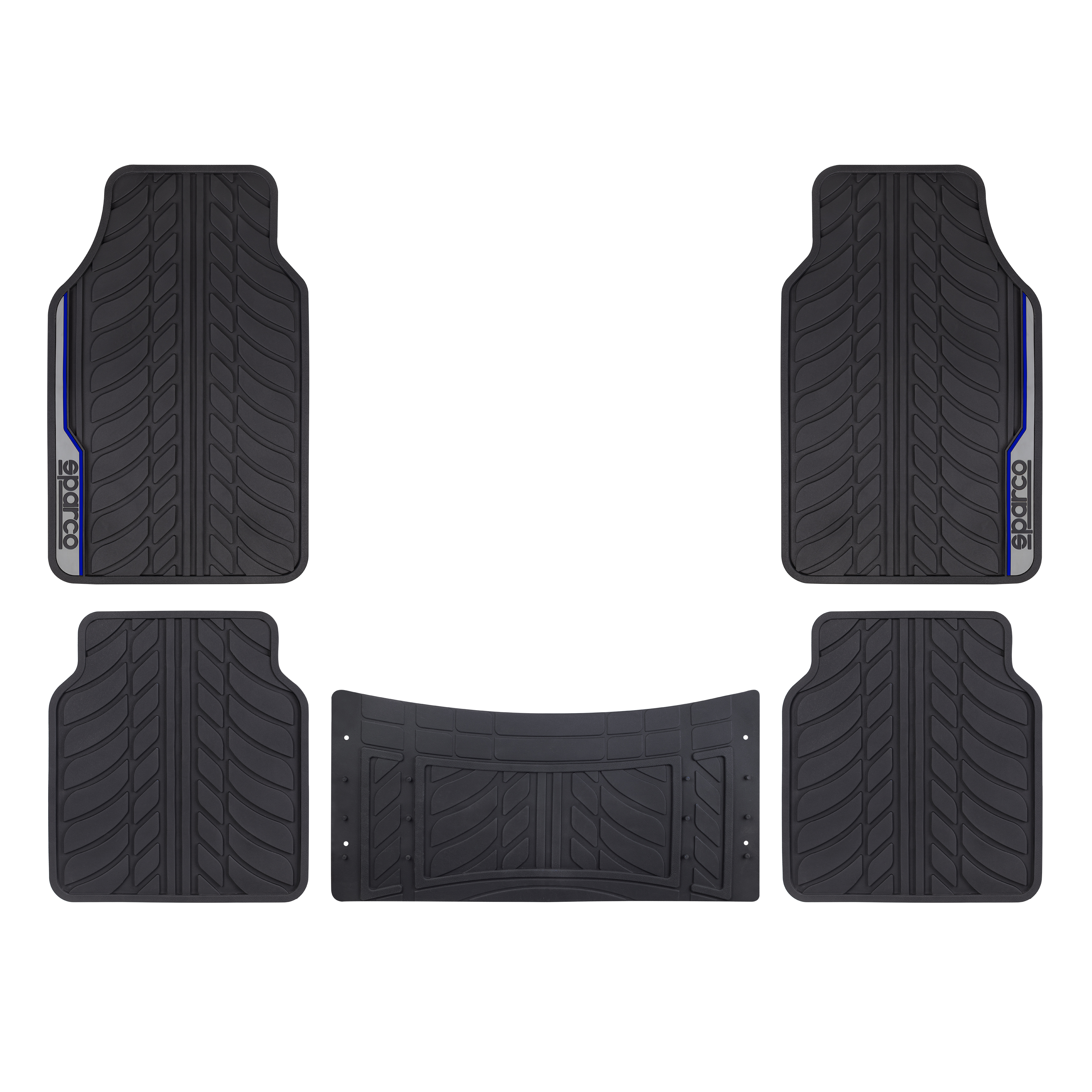 SPARCO PVC CAR MATS, BLACK/BLUE, 5PCS/SET