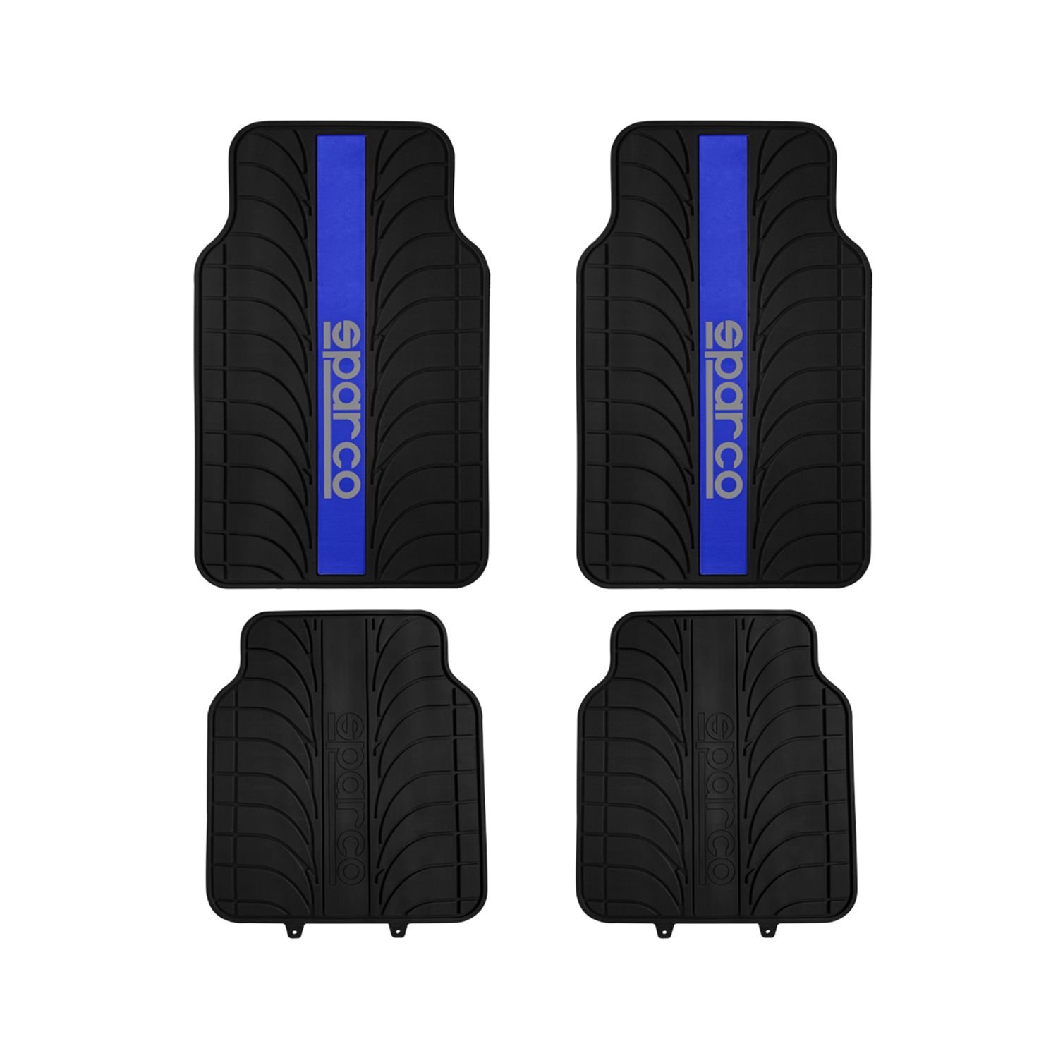 SPARCO UNIVERSAL 4PCS PVC CAR MAT SET BLACK/BLUE