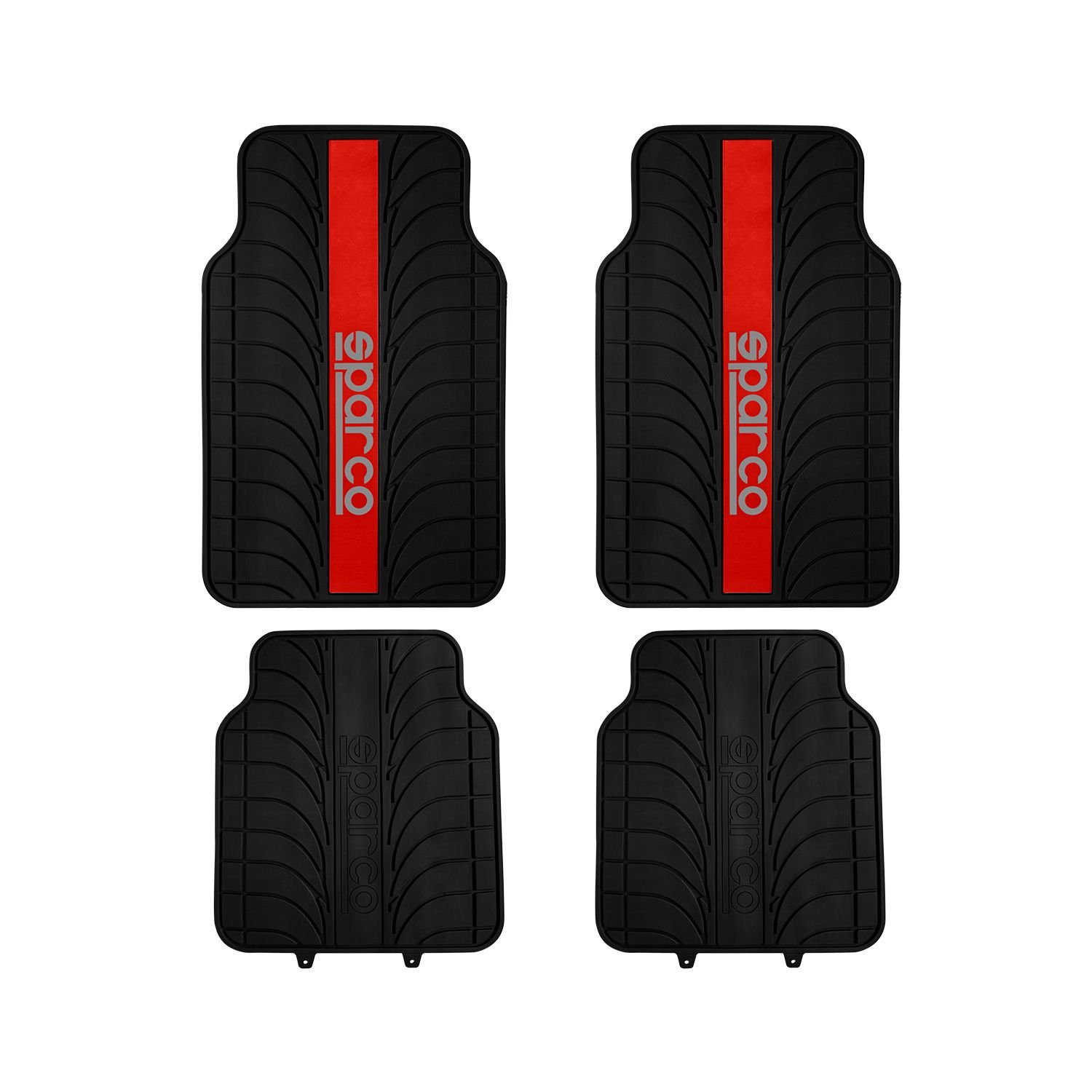 SPARCO UNIVERSAL 4PCS PVC CAR MAT SET BLACK/RED