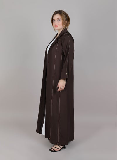 MSquare Fashion Abaya Brown Korean Nida With Golden Buttons