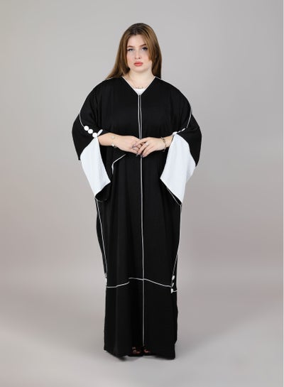 Msquare Harir Maqsood Abaya Color Blocked With Piping And Buttons