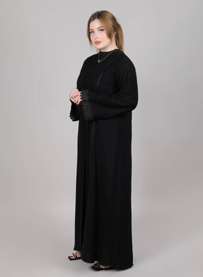 MSquare Fashion Embroidered Open Abaya with V Neck