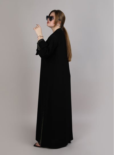 MSquare Fashion Formal Abaya Black With Contrast Thread Work