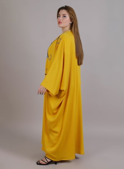 MSquare Fashion Embroidered Abaya Yellow