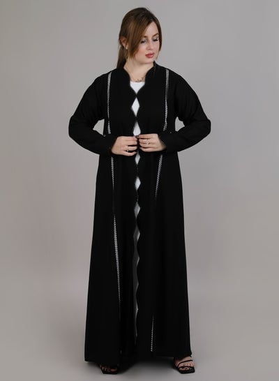 MSquare Fashion Korean Nida Open Abaya Black Color