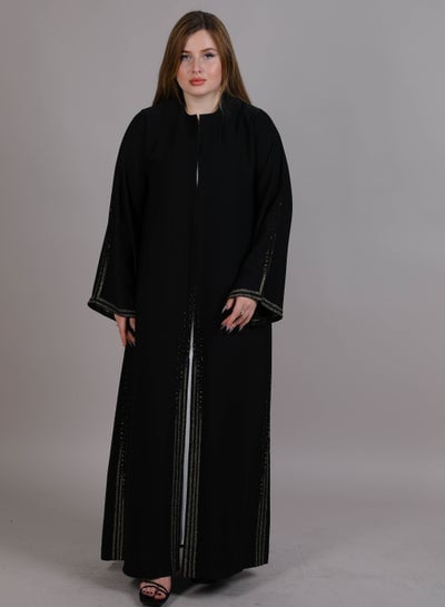MSquare Fashion Beautiful Golden Embroidered Abaya Black Color