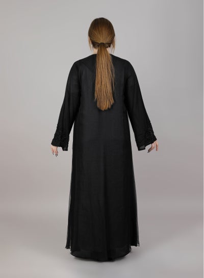MSquare Fashion Black Organza Doubled Layered Embroidered Abaya