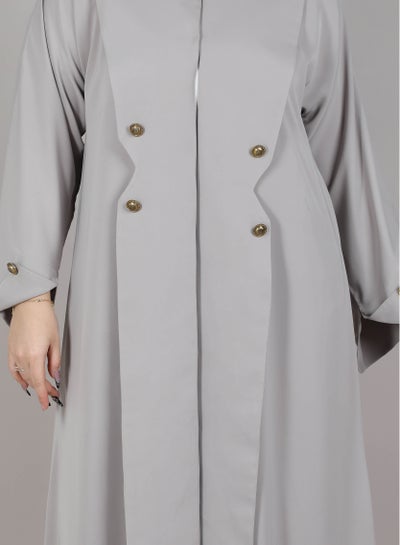 MSquare Fashion Coat Abaya Grey Color With Matching Sheila